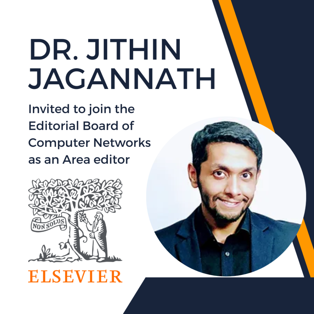 Dr. Jithin Jagannath Invited to Join Editorial Board of Computer Networks