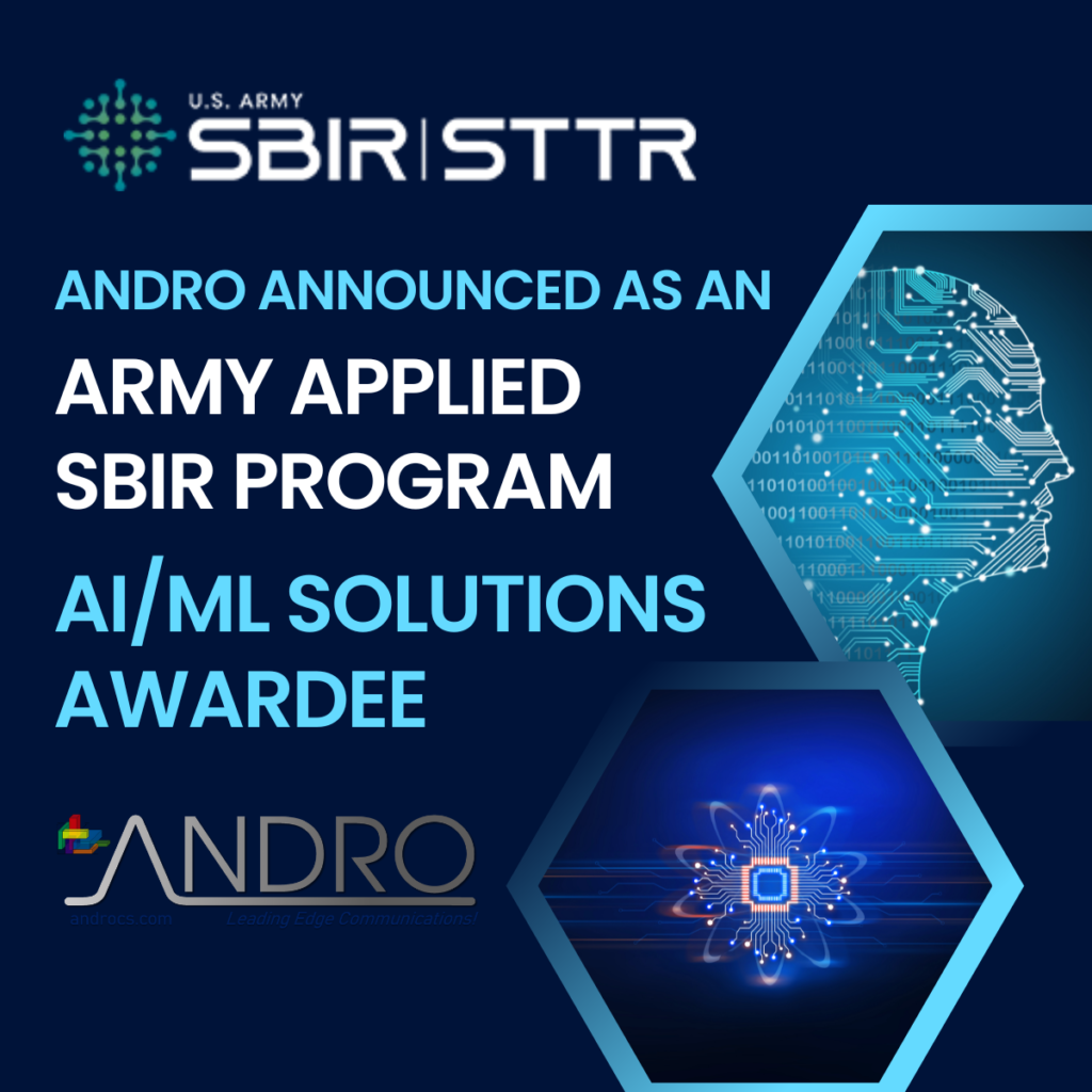 ANDRO Announced as U.S. Army AI/ML Applied SBIR Program Awardee