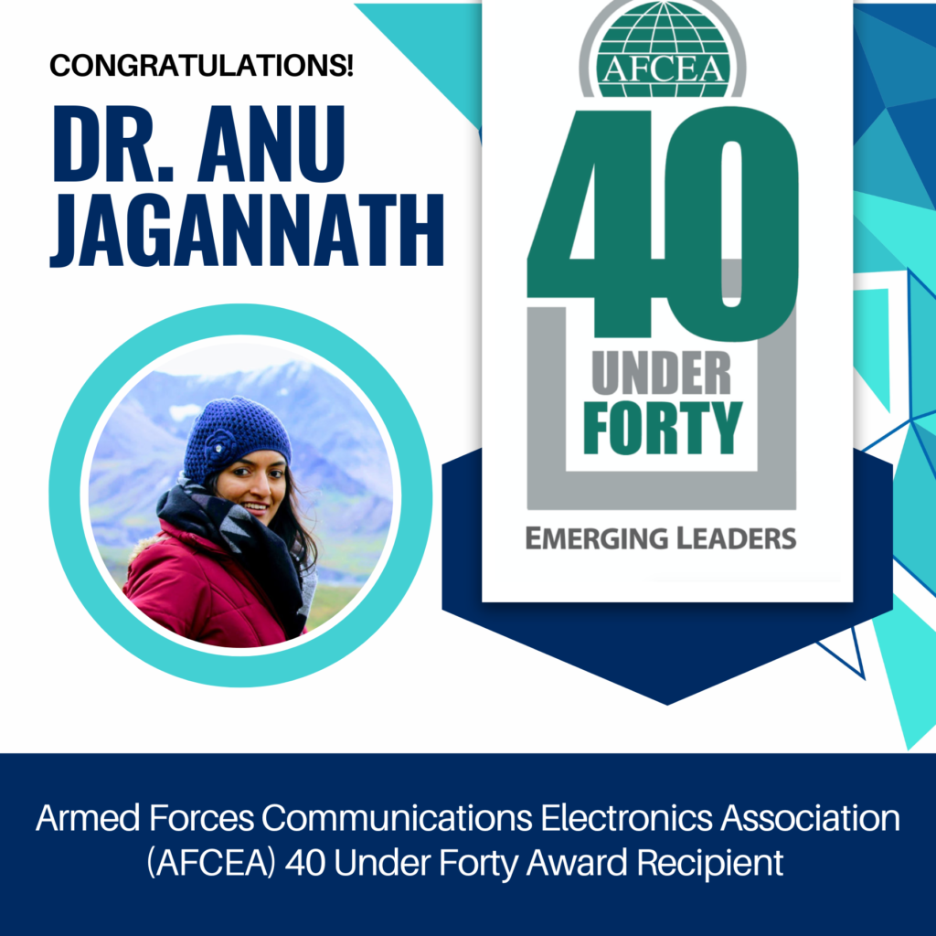 Celebrating Excellence: Dr. Anu Jagannath Honored with AFCEA 40 Under Forty Award